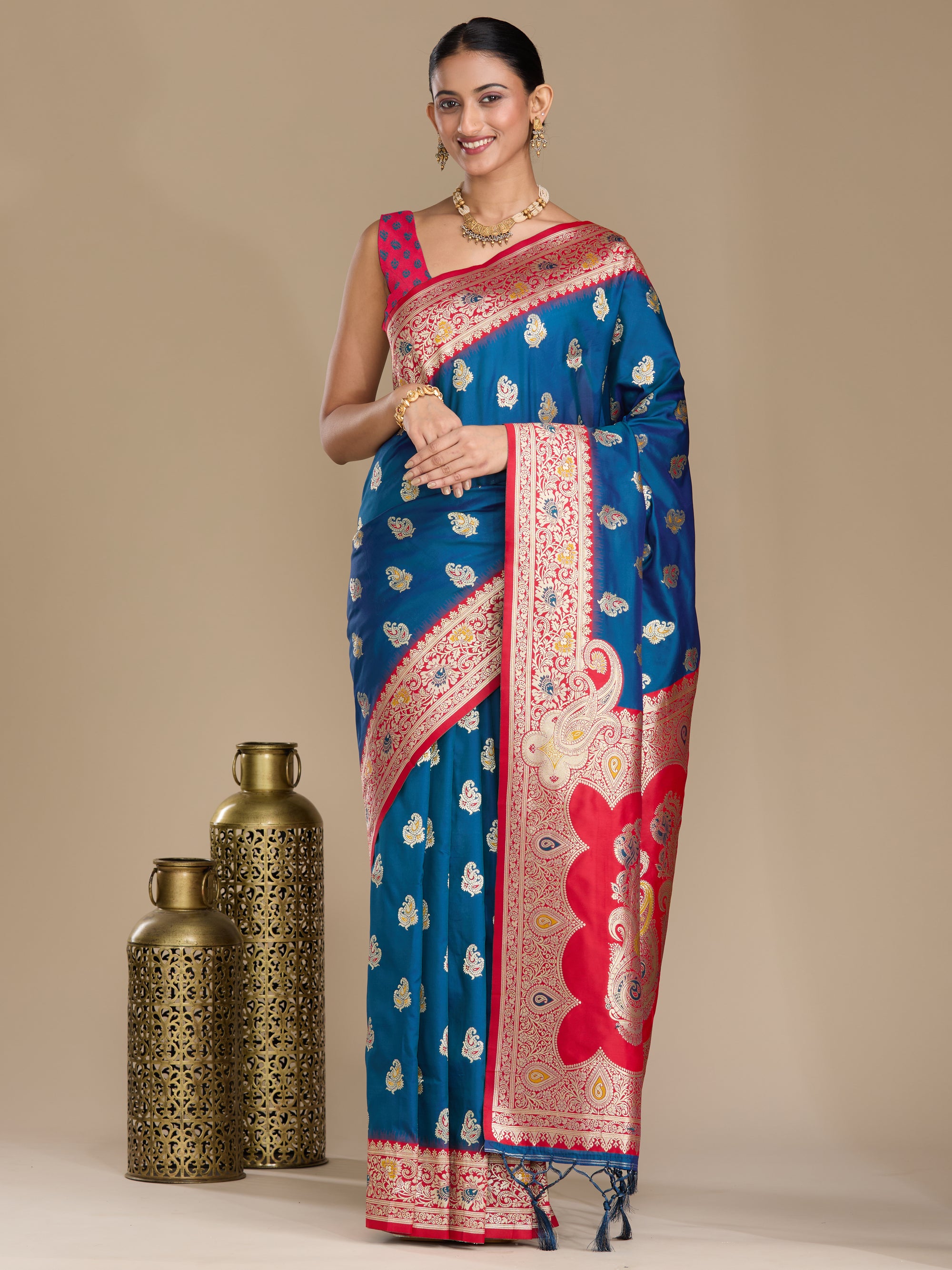 Lavanya - Blue & Red