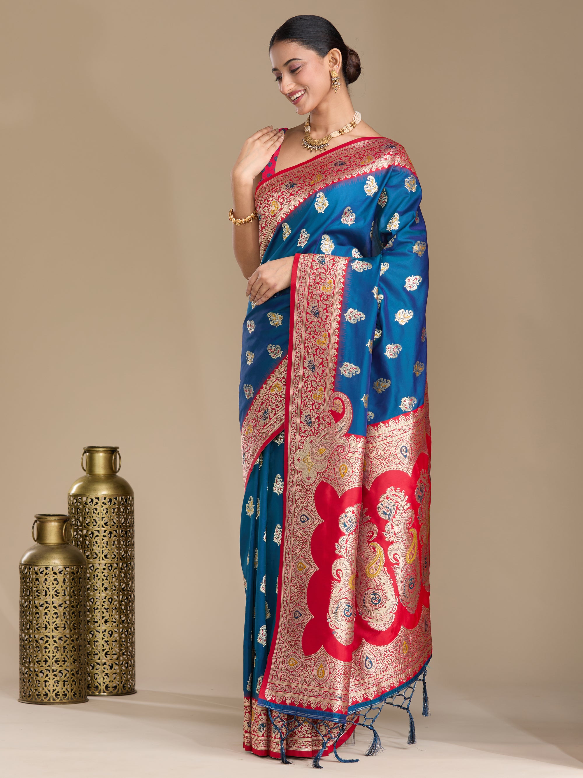 Lavanya - Blue & Red