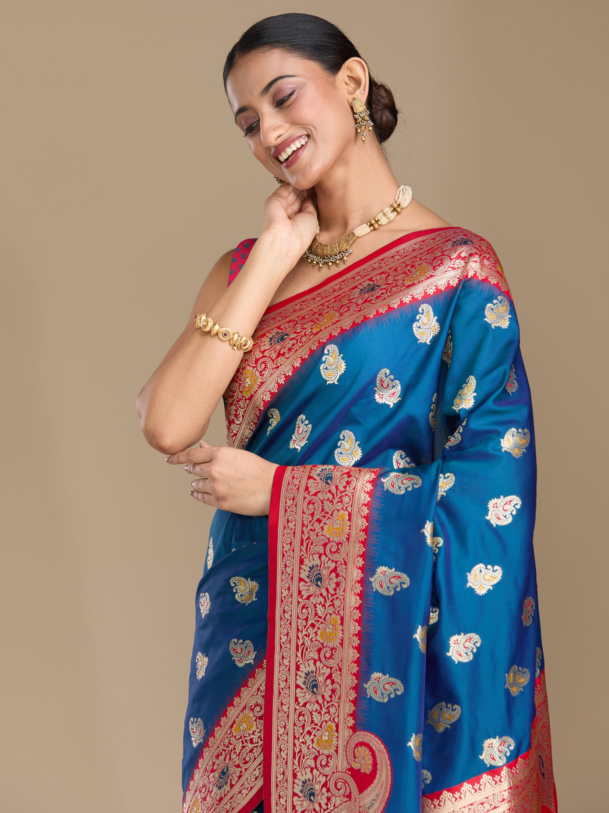 Lavanya - Blue & Red