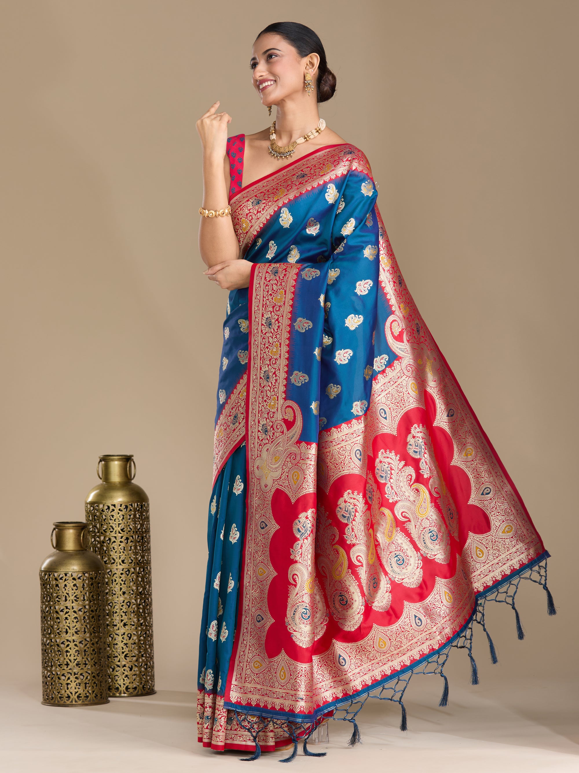 Lavanya - Blue & Red