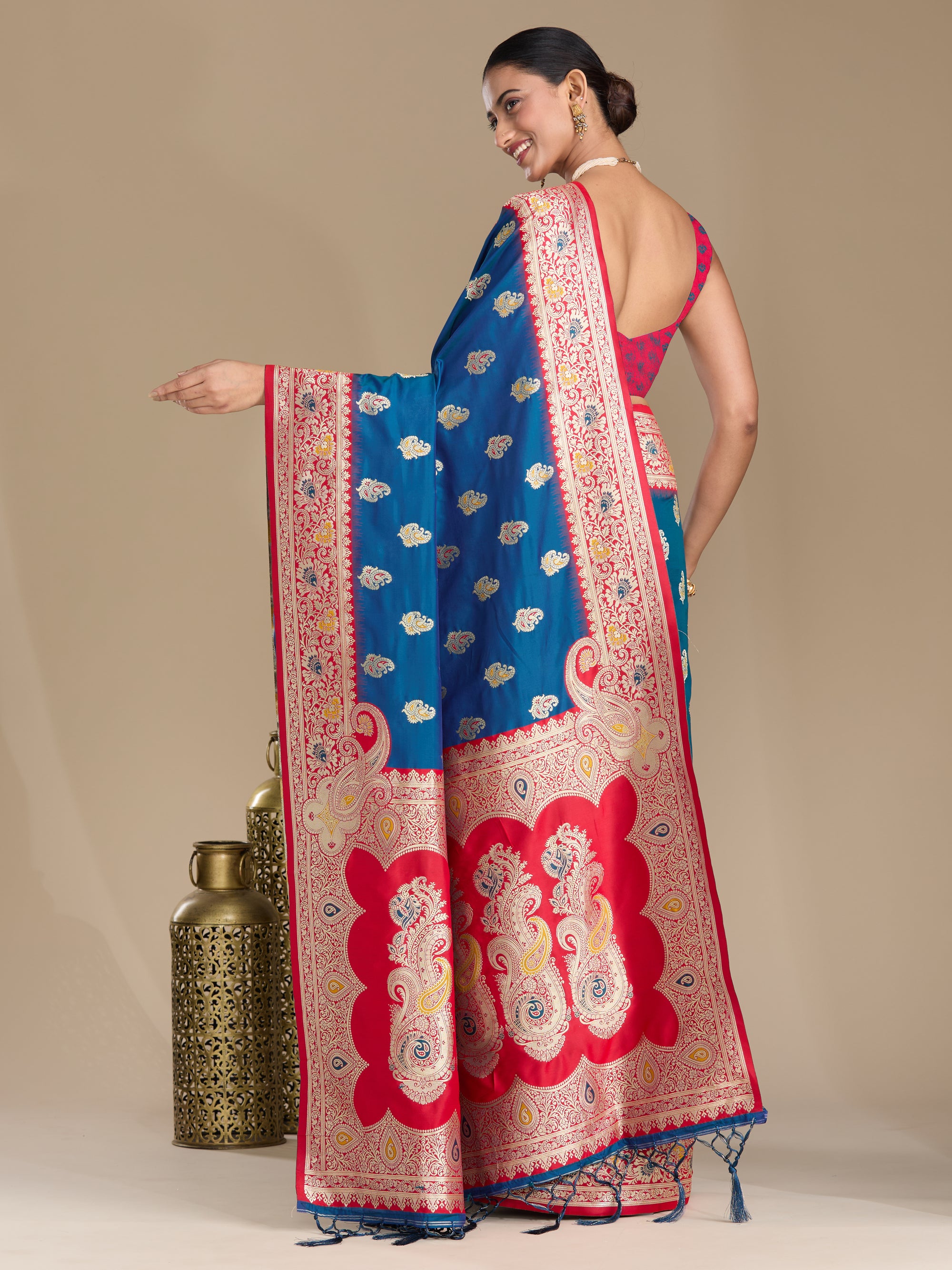 Lavanya - Blue & Red