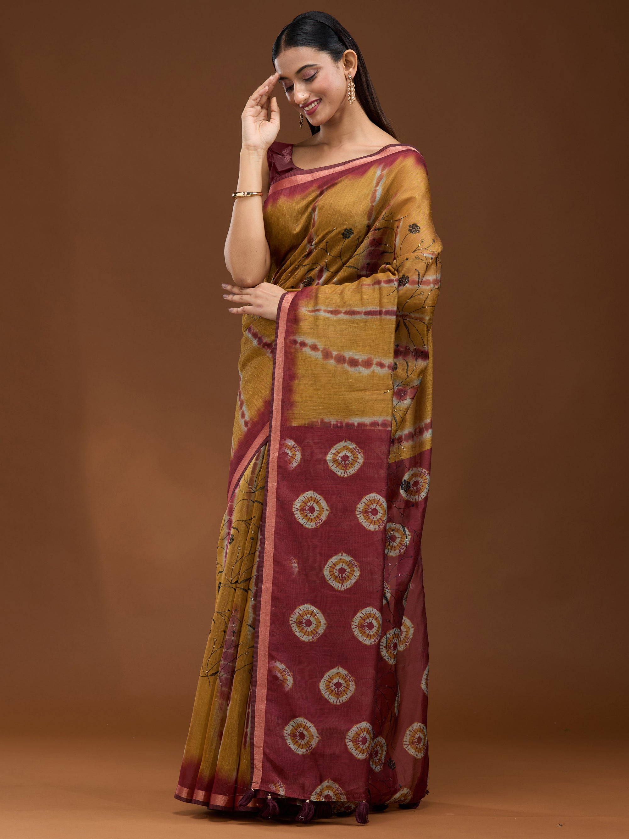 Pleasant Hues - Yellow Maroon