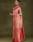 Rukmini - Peach & Red