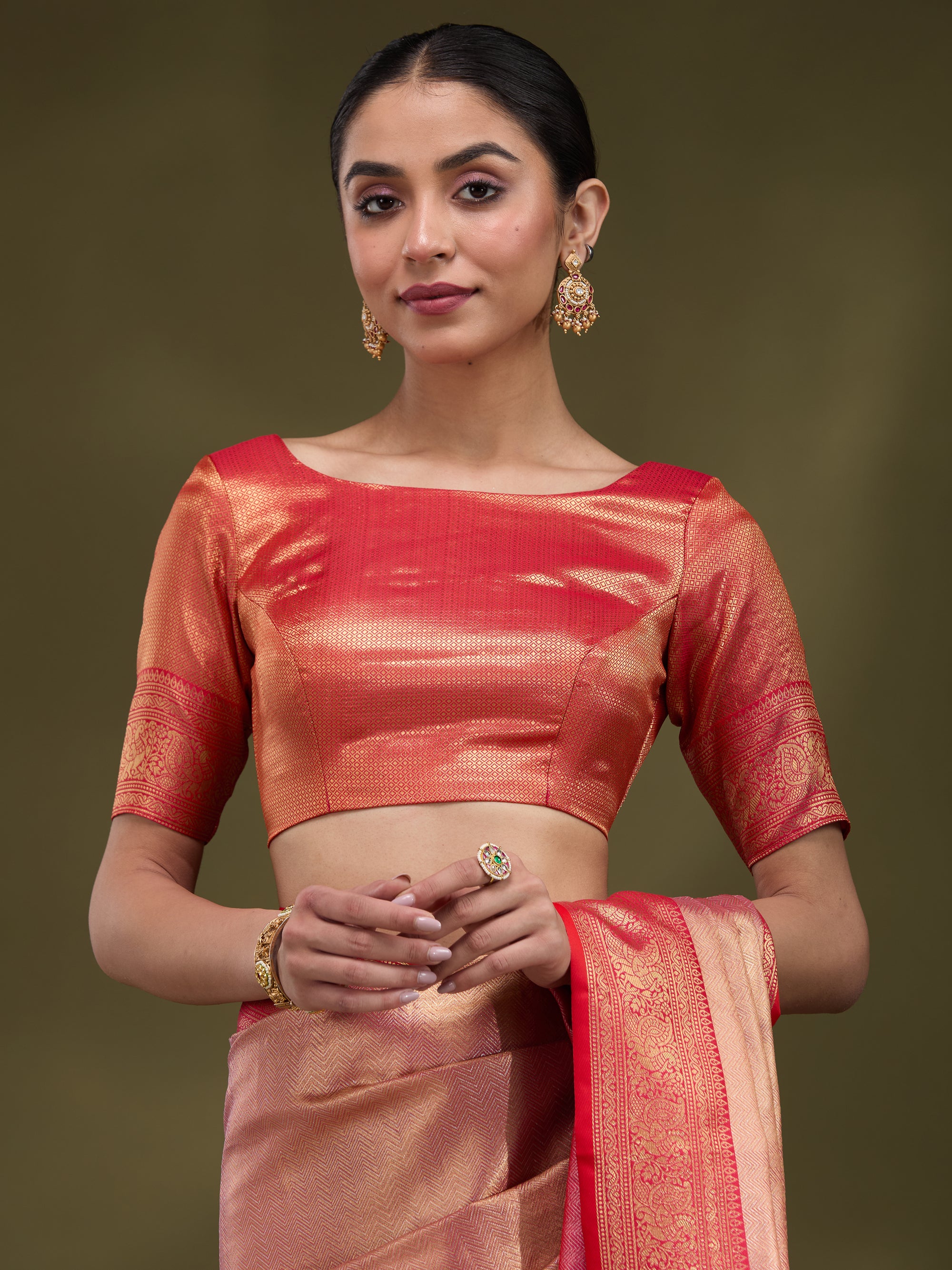 Rukmini - Peach &amp; Red