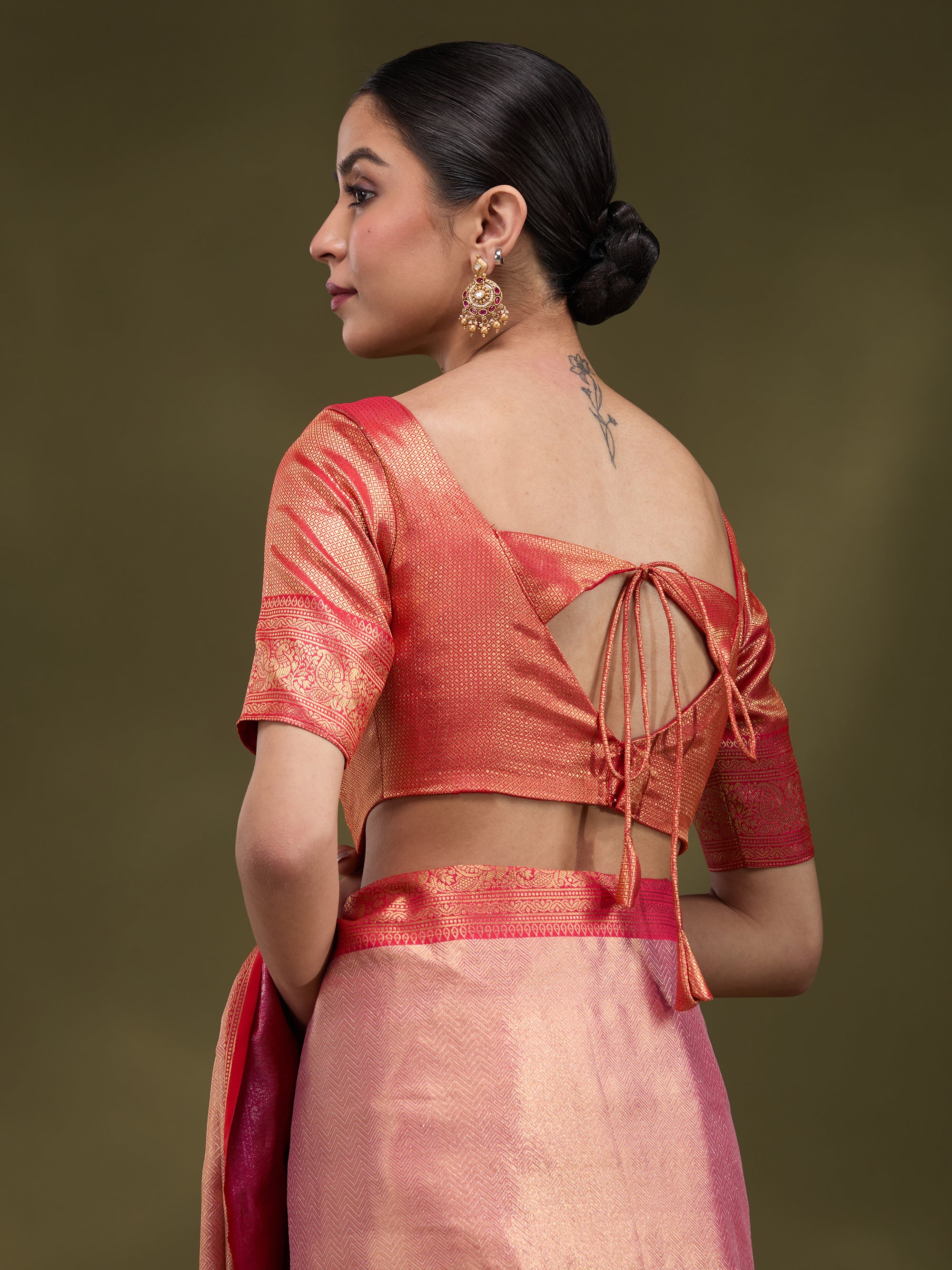 Rukmini - Peach &amp; Red