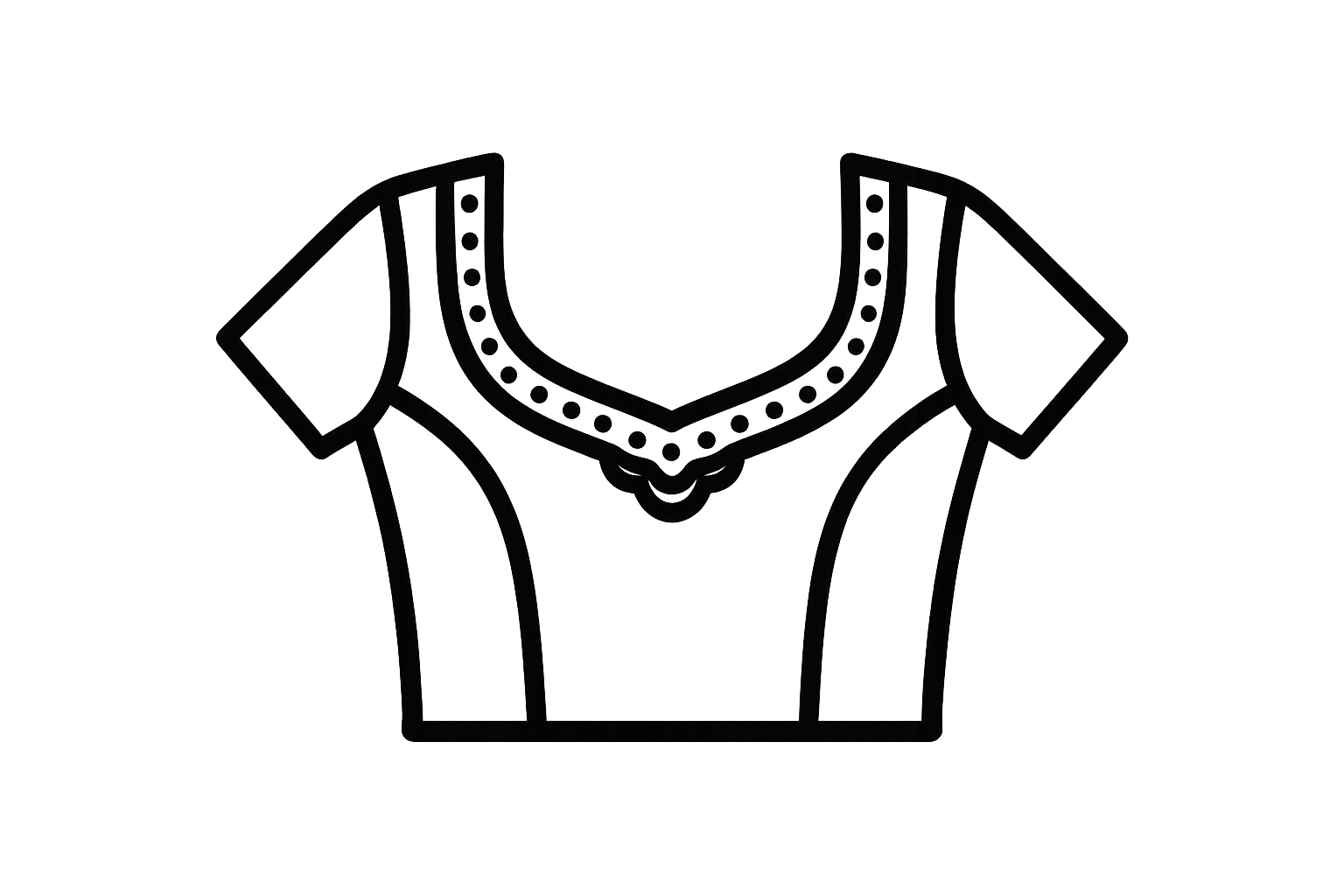 A black-white icon of an Indian blouse 